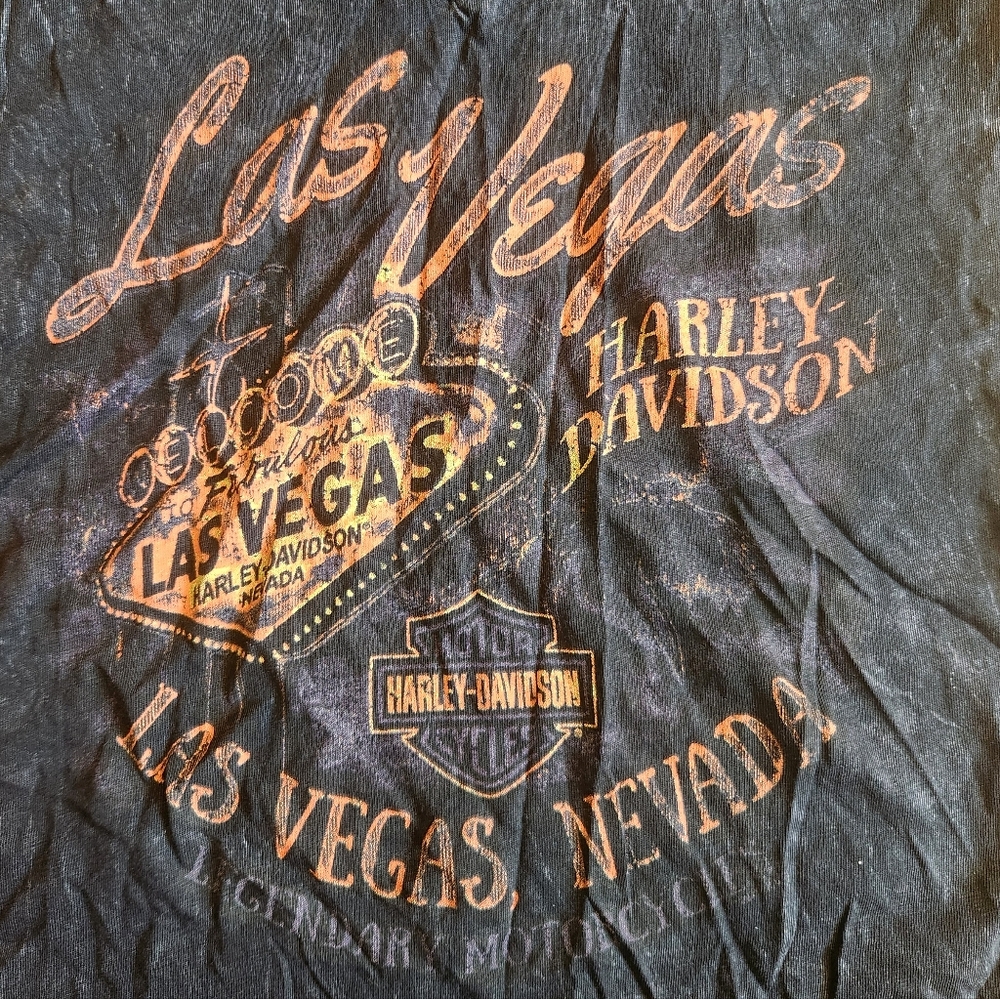 Harley-Davidson Womens T Shirt Small Gray V Neck Burnout Las Vegas Biker - Picture 3 of 8
